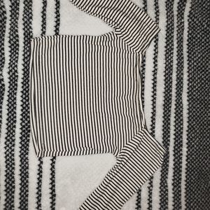 Off shoulder crop striped top